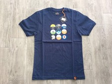 MENS TROJAN RETRO VINYL RECORDS PATTERN SOFT COTTON T-SHIRT NAVY BLUE SIZE S