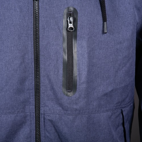 Falls Creek Performance Rain Jacket Size Large Hooded Blue Zip Pockets Casual - Picture 3 of 7