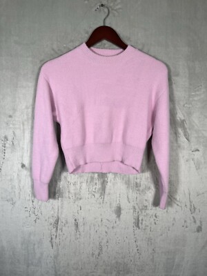 NWT Bershka Women's Mock Neck Baby Pink Fuzzy Crop Pullover Sweater Sz XS Barbie