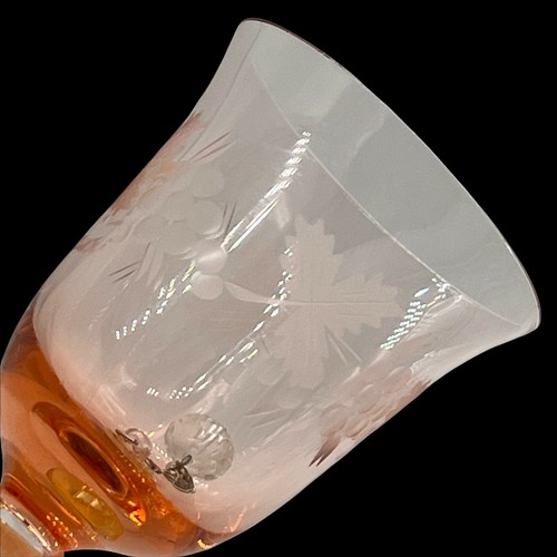 Vintage Etched Pink Depression Glass Bell Mistletoe Holiday Christmas Pattern - Picture 7 of 9