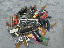 Lot Of Miscellaneous Used Tools hacksaw screwdrivers wood maul nice  lot 29lbs