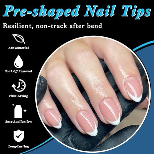 600pc Almond Fake Nails Short Gel x Nails Tips Clear Press on Short Almod - Foto 2 di 7