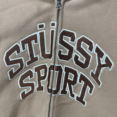 Stussy Sport Zip Hoodie Brown Tan Brand New with Tags XL | eBay