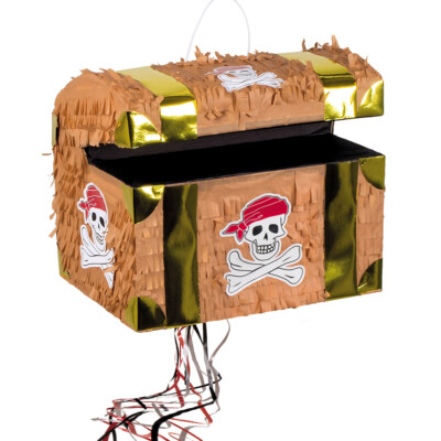 Piratenkiste Pinata befüllbar Zug-Pinata Schatztruhe 30x26cm Kindergeburtstag