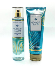 Bath  Body Works MIDNIGHT SWIM Fine Fragrance Mist  Body Cream Set 8 fl.oz
