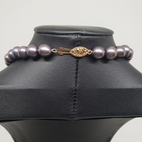 Black Freshwater 8-9mm Pearl Necklace in 14K Gold - Bild 5 von 5