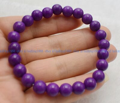 Charming 6/8/10/12mm Lila Phosphosiderit Runde Edelstein Perlen Armband 19cm