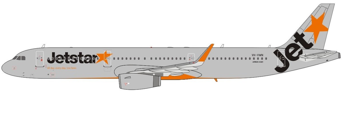 Panda Models 1:400 Jetstar Airways Airbus A321-200S VH-VWN Diecast