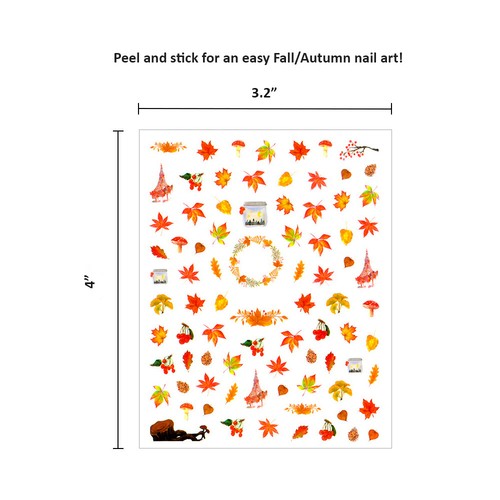 Winstonia 550+ piezas pegatinas para uñas otoño calcomanías decoración de manicura acogedora otoño diversión - Imagen 3 de 3