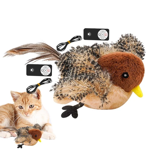 Bird Cat Toy Simulated Chirping Bird Interactive Cat Toy Rechargeable Flapping - Picture 3 of 12