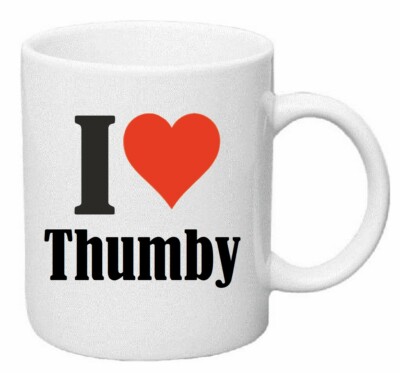 Kaffeetasse I Love Thumby Keramik Höhe 9,5cm in Weiß