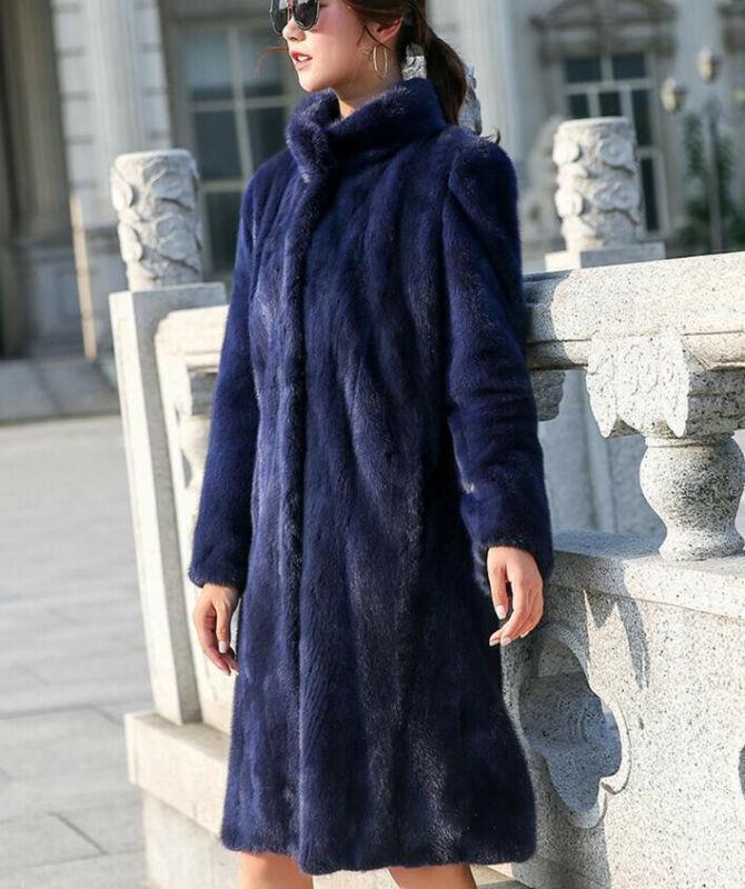 Womens Faux Fur Coat Winter Mid Length Jacket Thicken Casual Dress