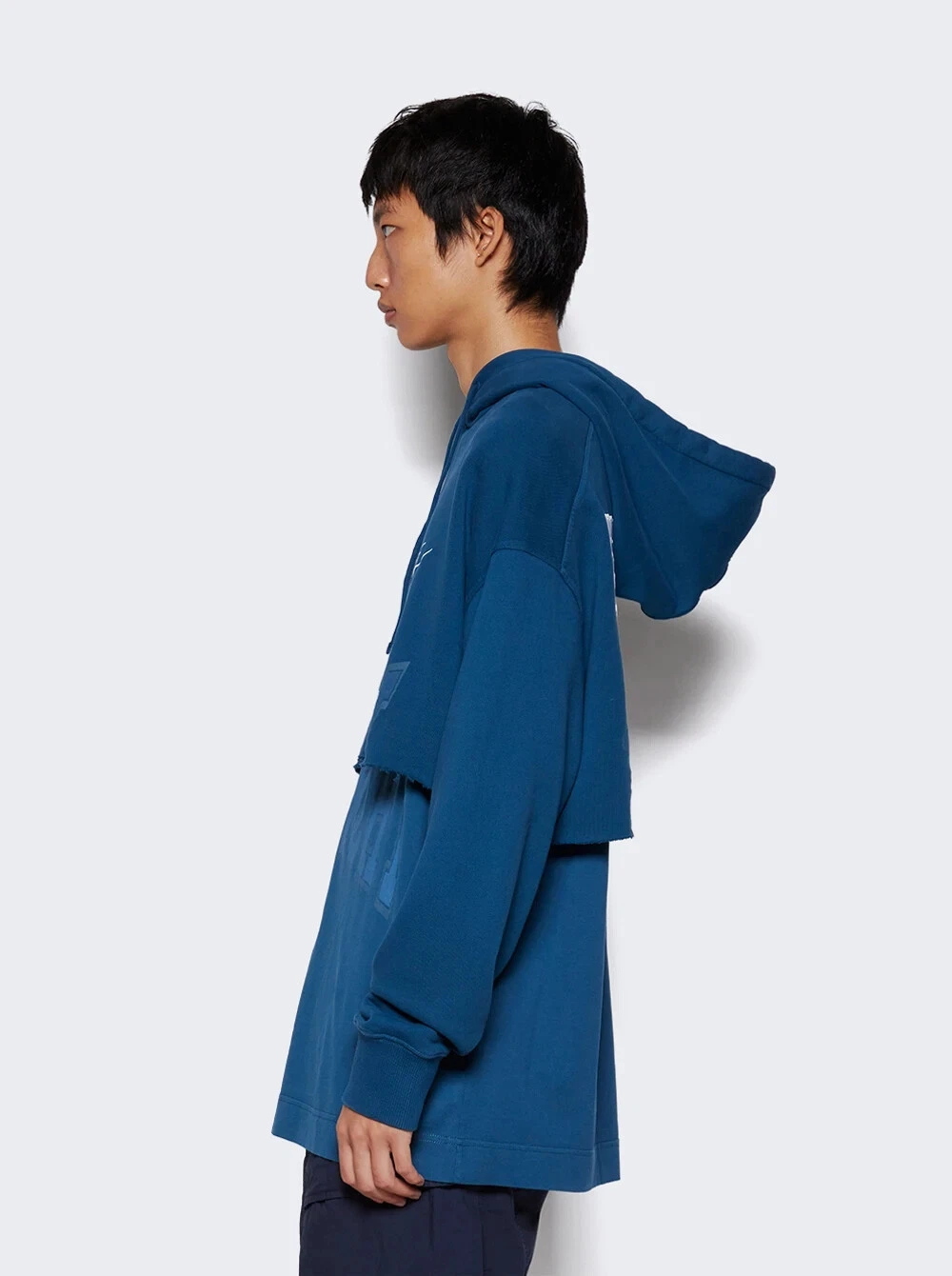 Felpa con cappuccio Givenchy blu ricamata multi logo oversize a strati Taglia XS PREZZO AL PUBBLICO $1680