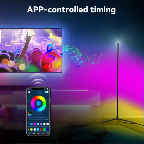 Corner Floor Lamp 60” Color Changing LED Floor Lamp with Music Sync Modern Mood