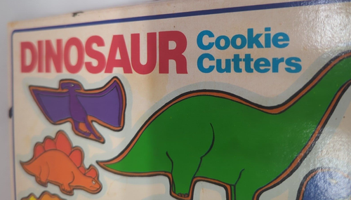 Vintage Dinosaurier Ausstecher ausgeschnitten Metall Set 6 Playdoh Ton Fuchs Run 1985 USA - Bild 3 von 9