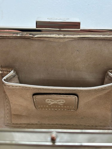 ANYA HINDMARCH MARANO PALE GOLD CLUTCH BAG WITH AH DUST BAG - Picture 6 of 14