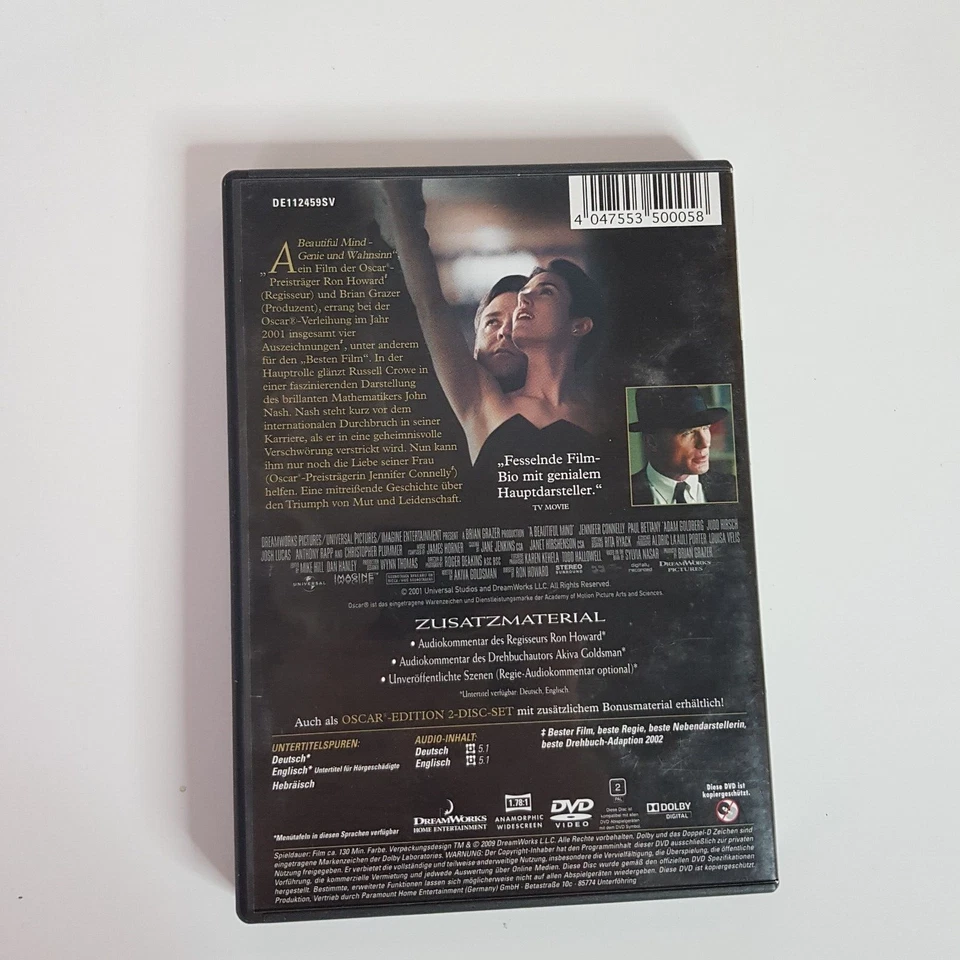 A Beautiful Mind DVD German Dub Drama Film Movie Russel Crowe 4 Oscars PAL 2 - Image 2 of 4