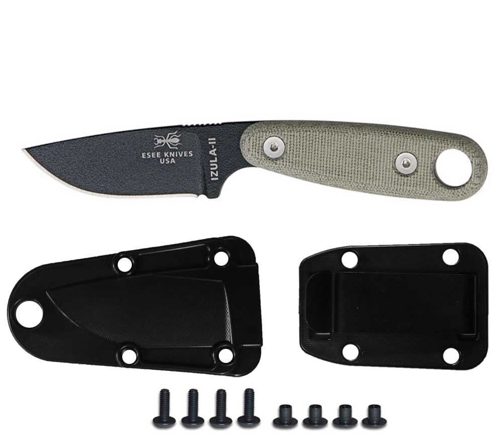 Esee Izula II Knife Black Molded Sheath Belt Clip Plate Tactical EDC Neck Knife