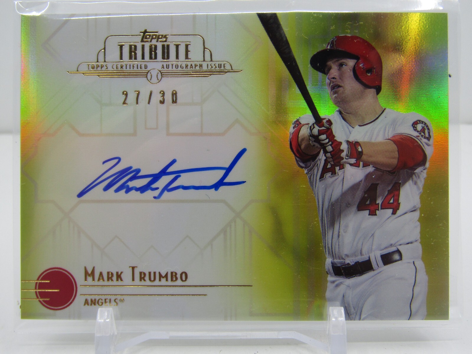 MARK TRUMBO 2014 TOPPS TRIBUTE GOLD AUTOGRAPH AUTO! #27/30! LOSA ANGELES ANGELS!