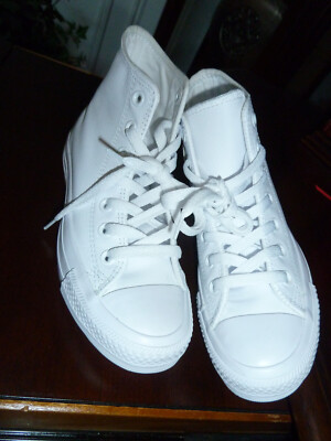 Converse Unisex All Star white Leather High Top Shoes Mens 3M Women 5M