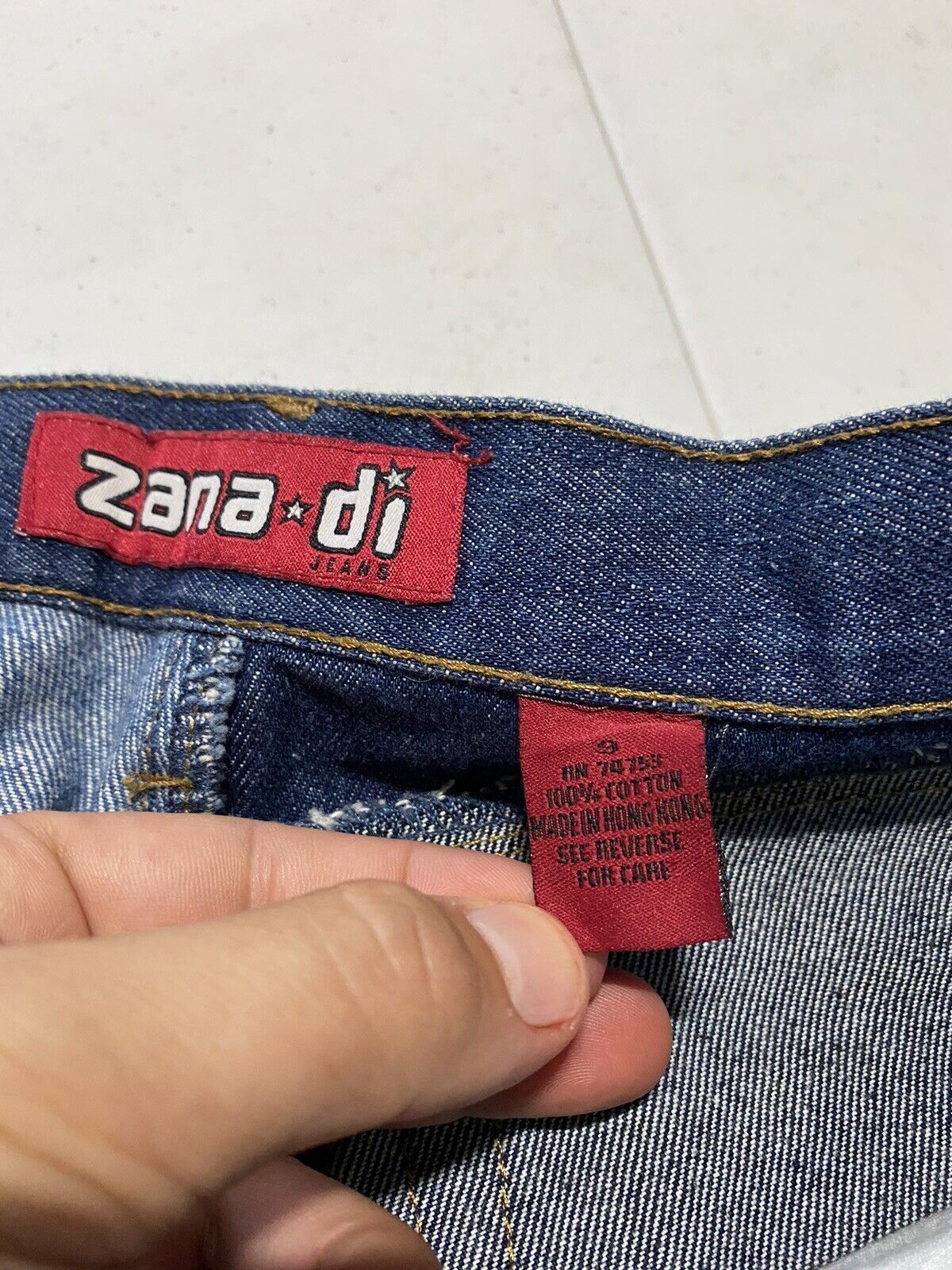 VTG Zana Di Patchwork Raw Hem Denim Jeans Flare W… - image 5