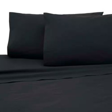 3-Piece Ebony Solid 225 Thread Count Cotton Blend Twin Sheet Set Free Shipping N