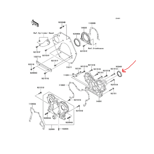 Kawasaki 2000-2013 Mule Engine Cover Oil Seal 92049-0105 New OEM - Bild 3 von 3