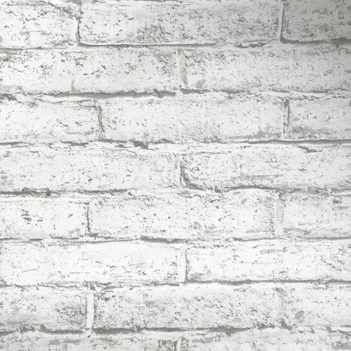 Papel pintado efecto ladrillo blanco y gris con tonos grises efecto 3D característica - Imagen 3 de 10