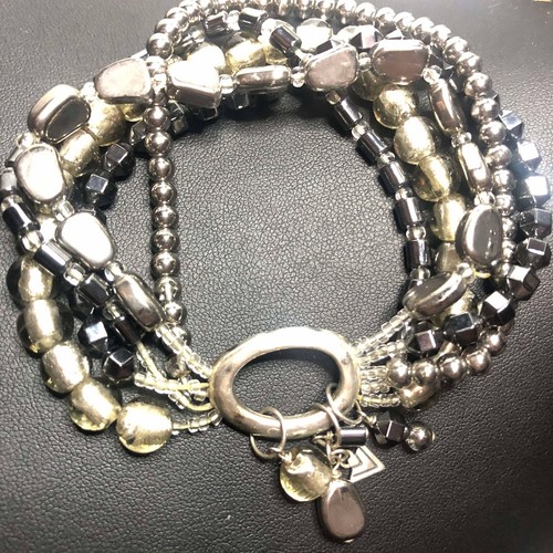 5711 Silpada Sterling Slvr Hematite HAILSTONE Stretch 5 strand Bracelet B1935 ** - Picture 2 of 3
