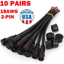 10Pairs 2Pin Waterproof IP65 18AWG LED Strip Male and Female Cable Connector NEW