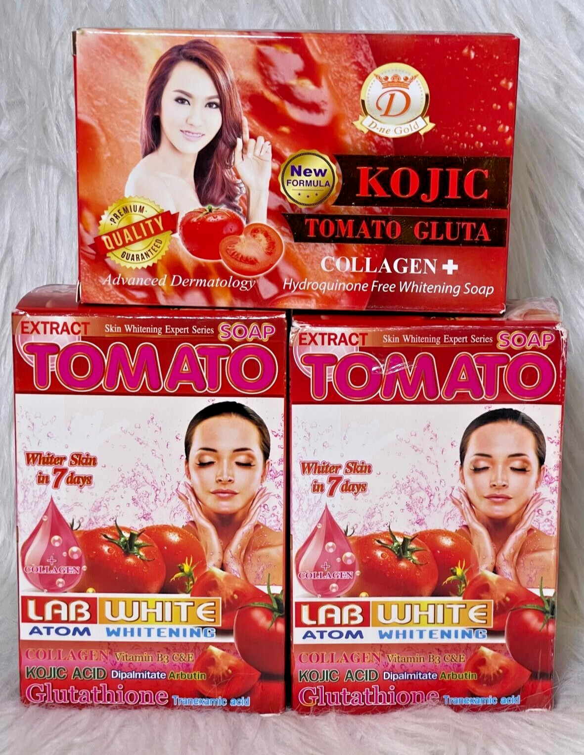 Savon Lab White lot de 3 pains clarifiants tomate et gluta arbutin corps