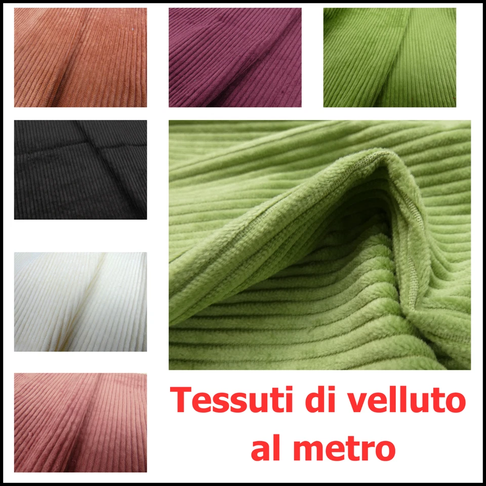 TESSUTO VELLUTO PER ABBIGLIAMENTO DIVANI TAPPEZZERIA AL METRO MULTICOLORE