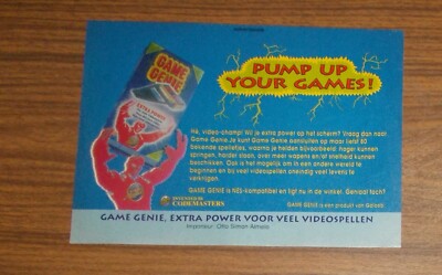 Seltene Werbung Galoob GAME GENIE NES - Pump up your Games Niederlande 1992