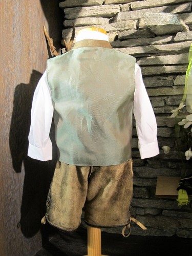 Gilet traditionnel Kidstracht gilet vert lin véritable gilet pour enfants taille 80 - 164 - Photo 4/5