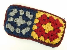 Granny Square Hand Knit Bag Pouch Pencils Makeup Brushes Zipper Lined