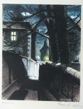 FREDERICK GRIFFIN ROI 1906-1976 RARE FINE SIGNED ORIGINAL PAINTING 'HAMPSTEAD'