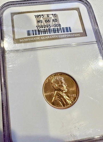 1955-S Lincoln Wheat BU 1c  ~NGC MS66 RD ~ PQ Choice GEM ~ Looks Undergraded!