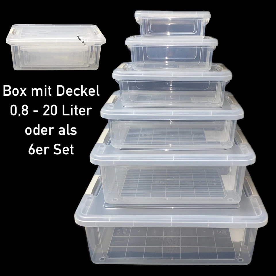 Aufbewahrungsbox mit Deckel 0,8-20 L Kunststoffbox Plastikbox Box Transparent - Bild 1 von 1