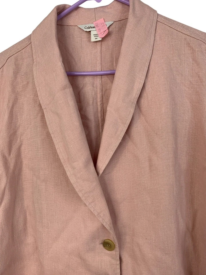 Chaqueta Blazer Coldwater Creek Mujer 3X Plus Rosa Lino Bolsillos Usada en Excelente Condición 8804 Foto 2 de 4