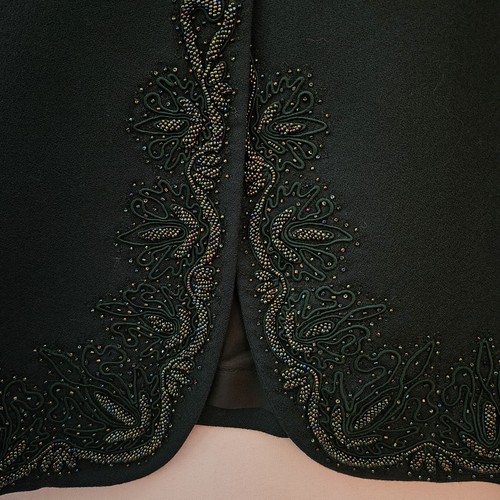 John Meyer Size 10 Lined 2pc Wool Skirt Suit Heavily Beaded Rich Mom Y2K Flaws - Picture 8 of 24