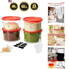 Food Storage Container Set 4PCS 2QT Clear BPA Free Durable Stacking Lids