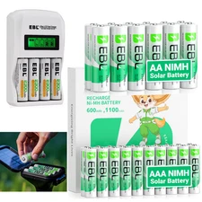 EBL AA AAA Rechargeable Batteries 1.2v  MIMH Battery for Garden Solar Light Lot