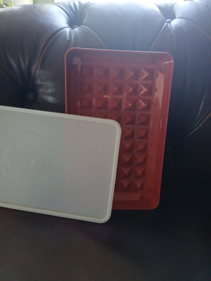 Tupperware de colección #1292-6 guardián de tocino con tapa, perrito caliente, carne de almuerzo cortada en frío B10 Foto 2 de 2