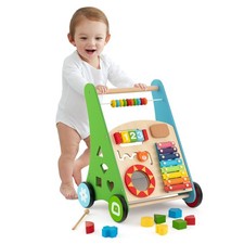 Wooden Baby Walker Toddler Push and Pull Walker Learning Activity Center Toy