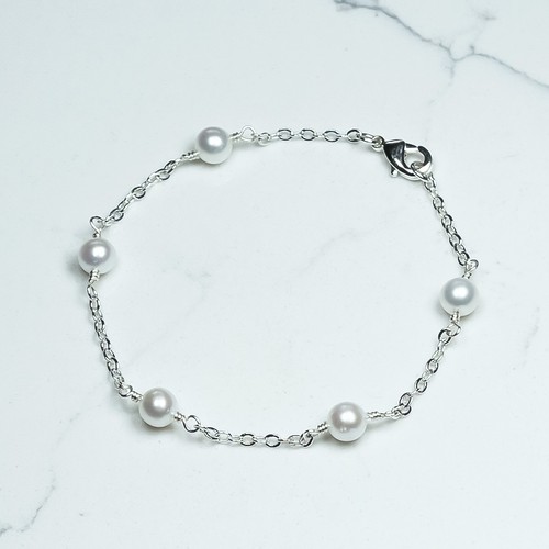 White Akoya Pearl Bracelet for Women AAA Graded Japanese Pearl link bracelet - Picture 2 of 8