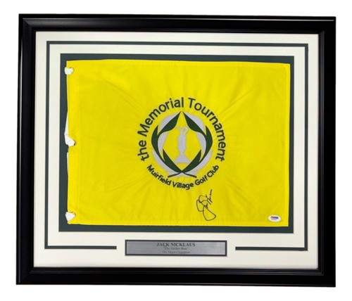 Jack Nicklaus Signed Framed The Memorial Tournament Golf Flag PSA/DNA