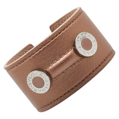 BVLGARI Bulgari Bangle Beige Silver Leather Metal Ladies BVLGARI Used