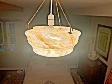 Art Deco 1930s Ceiling Plaffonier Flycatcher Shade white & butterscotch