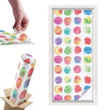 Frosted Glass Film and Glare Reduction Colorful Circles Multicolored
