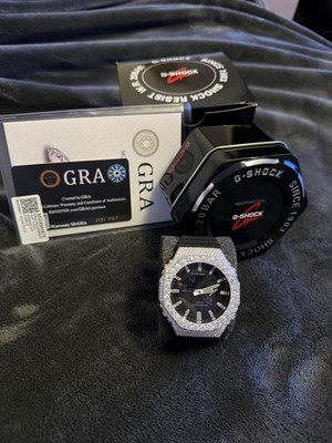 Authentic G-Shock GA2100 Watch w/ Aftermarket VVS1 Moissanite Bezel Mod